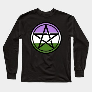 Large Print Pentacle LGBT Flag Genderqueer Long Sleeve T-Shirt